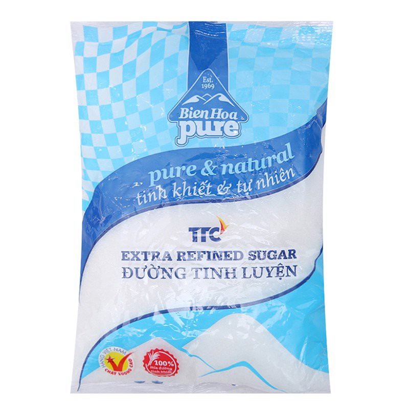 Đường Mía Tinh Luyện Biên Hòa Pure Gói 500G/ 1kg (đường mía, đường đen, đường Organic, đường ăn kiêng)
