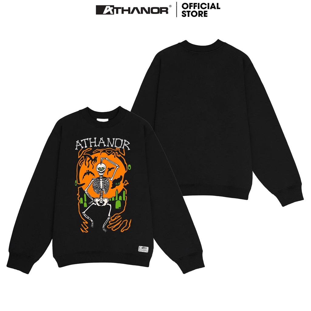 Áo sweater ATHANOR form rộng tay dài chất nỉ bông dày dặn 100% cotton mẫu halloween in hình dancer