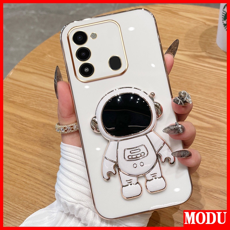 Ốp Điện Thoại Màu Macaron Có Giá Đỡ Mạ Điện Cao Cấp Cho Infinix Tecno Spark GO 2022 Spark 8C KG5 KG5j KG5k