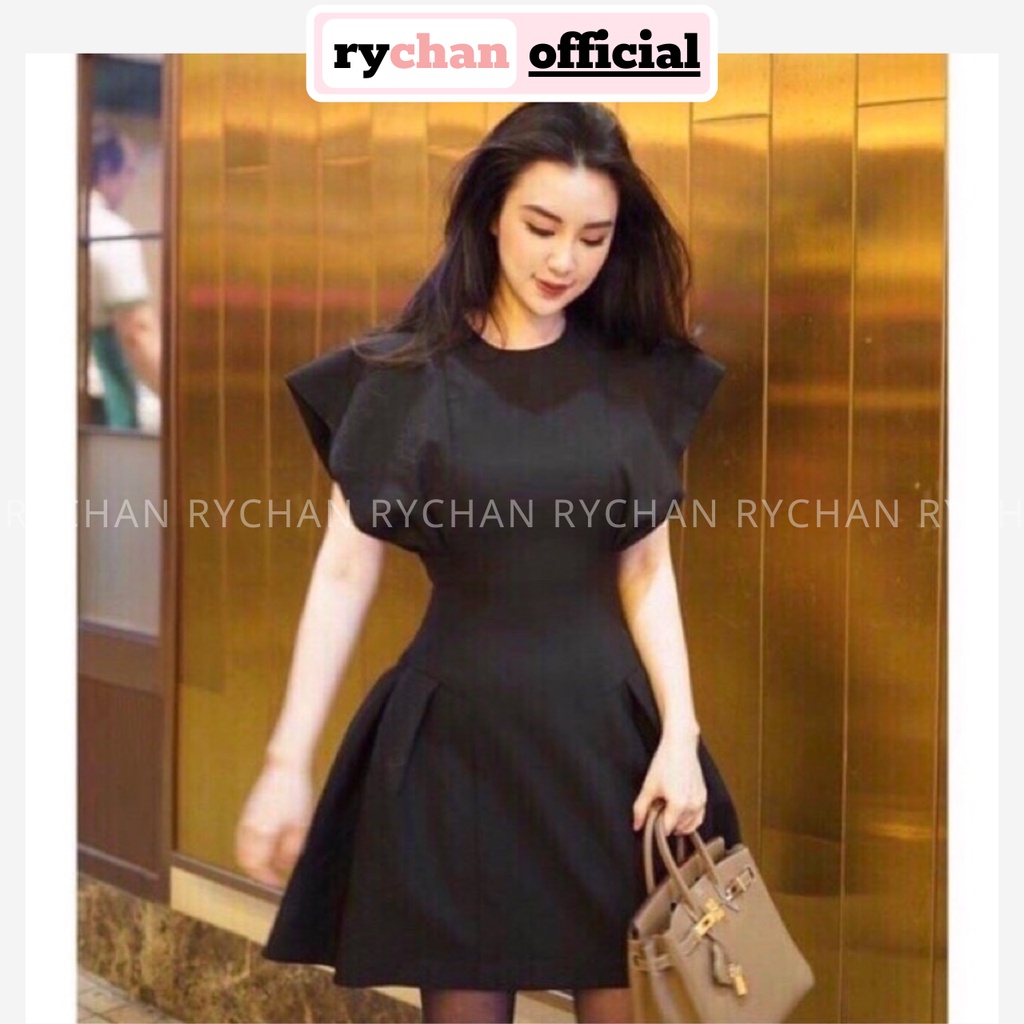 Đầm Váy Nữ Dự Tiệc Dáng Xòe Cổ Tròn Tay Bèo Chiết Eo Cực Đẹp, Đầm Nữ Đi Chơi Hotgir Màu Đen Nude[ẢNH THẬT CUỐI] - DX9868