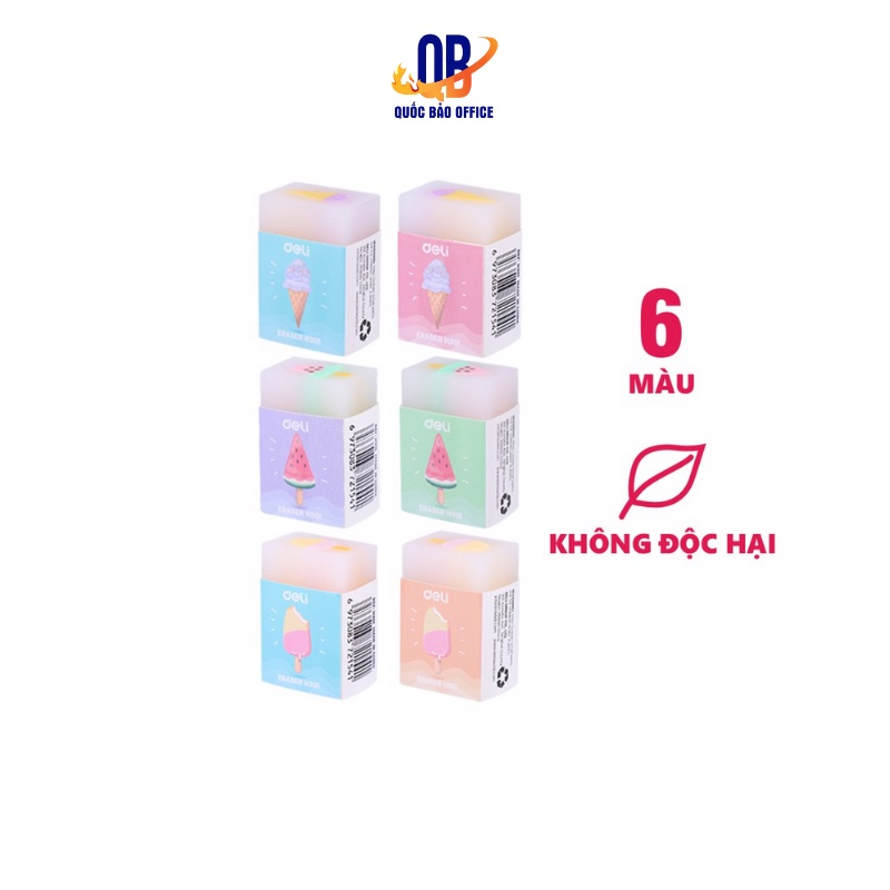 Gôm tẩy thạch Deli - hình kem hoa quả - Combo 3 chiếc - EH301