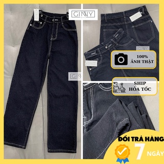 Quần jean ống suông đen TK02 GINNY ôm form co giãn trendy siêu đẹp