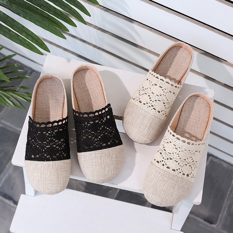 Dép Sandal Hở Ngón Chất Liệu Lanh Thoáng Khí Phong Cách Retro Tth009 Cho Nữ