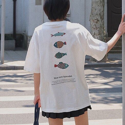 Áo thun tay lỡ form rộng - phông nam nữ cotton oversize - T shirt con cá - 2N Unisex