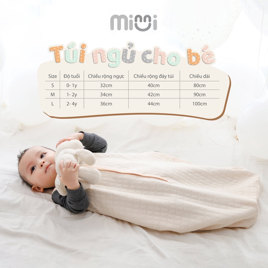 Túi ngủ cho bé Ualarogo 0-4 tuổi giúp bé ngủ ngon giữ ấm cotton thông thoáng cúc bấm hở tay