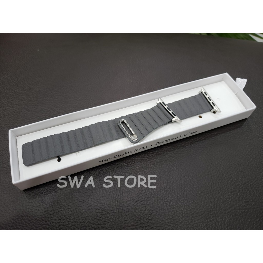Dây leather loop kèm ngàm thép cho apple watch series 1/2/3/4