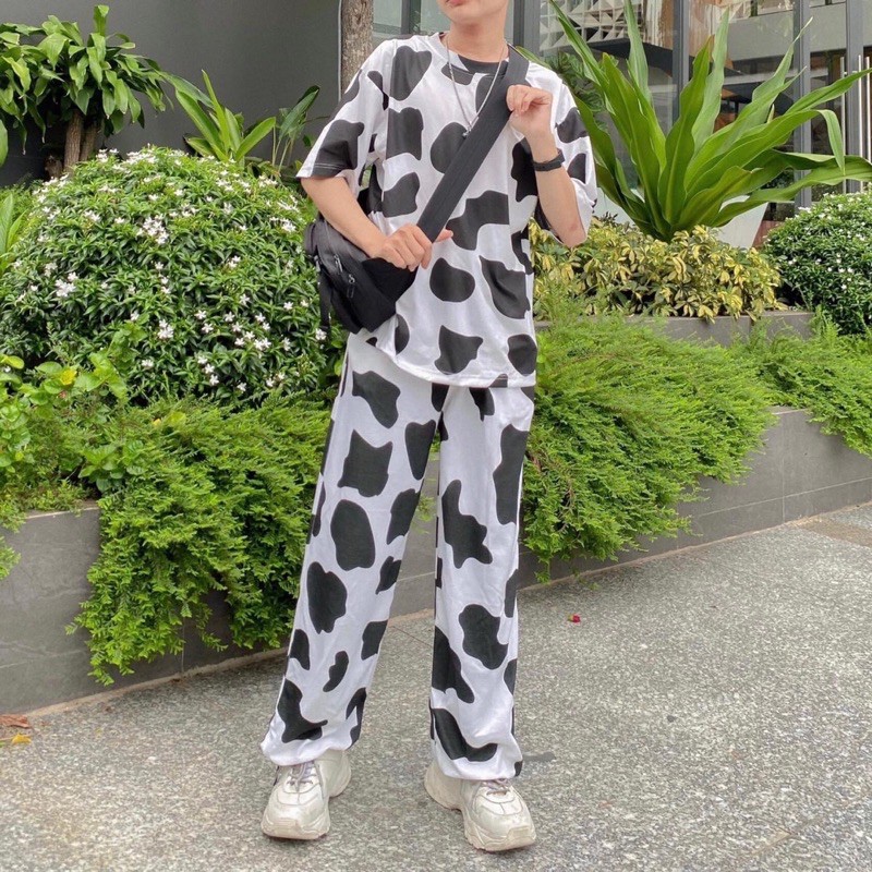 Set Áo Thun V4 LongPant 3D Bò Sữa Ảnh Thật