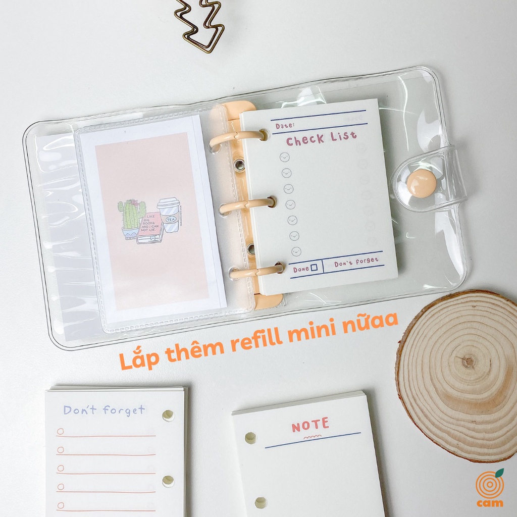 Card Holder/ Binder/ Bìa Sổ Còng Mini tặng 3 sheet card] - không kèm lõi Nhà Cam