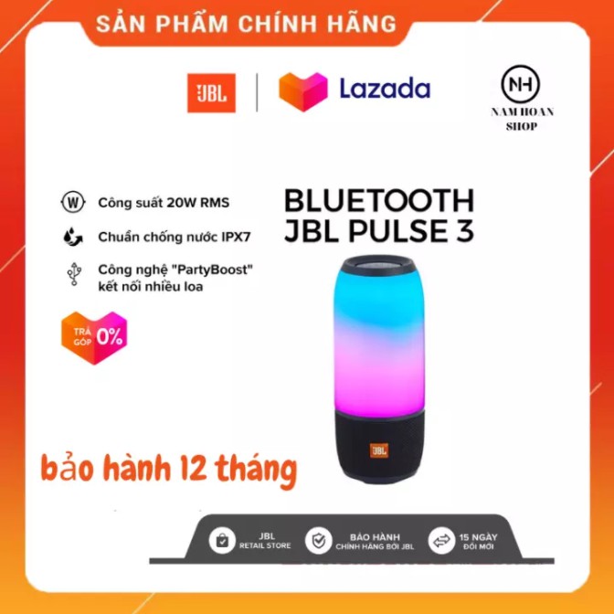 [ Loa Phát Sáng ] JBL Pulse 3 - 20W (Fullbox) New 100%, Đèn LED 360 độ, Âm Thanh Sống Động,- BẢO HÀNH ĐỔI MỚI.