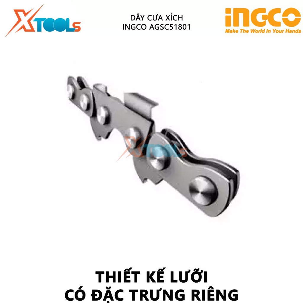 Dây cưa xích INGCO AGSC51801| xích máy cưa 18'', đóng gói vỉ nhựa kép, thích hợp sử dụng cho máy cưa xích GCS5451811
