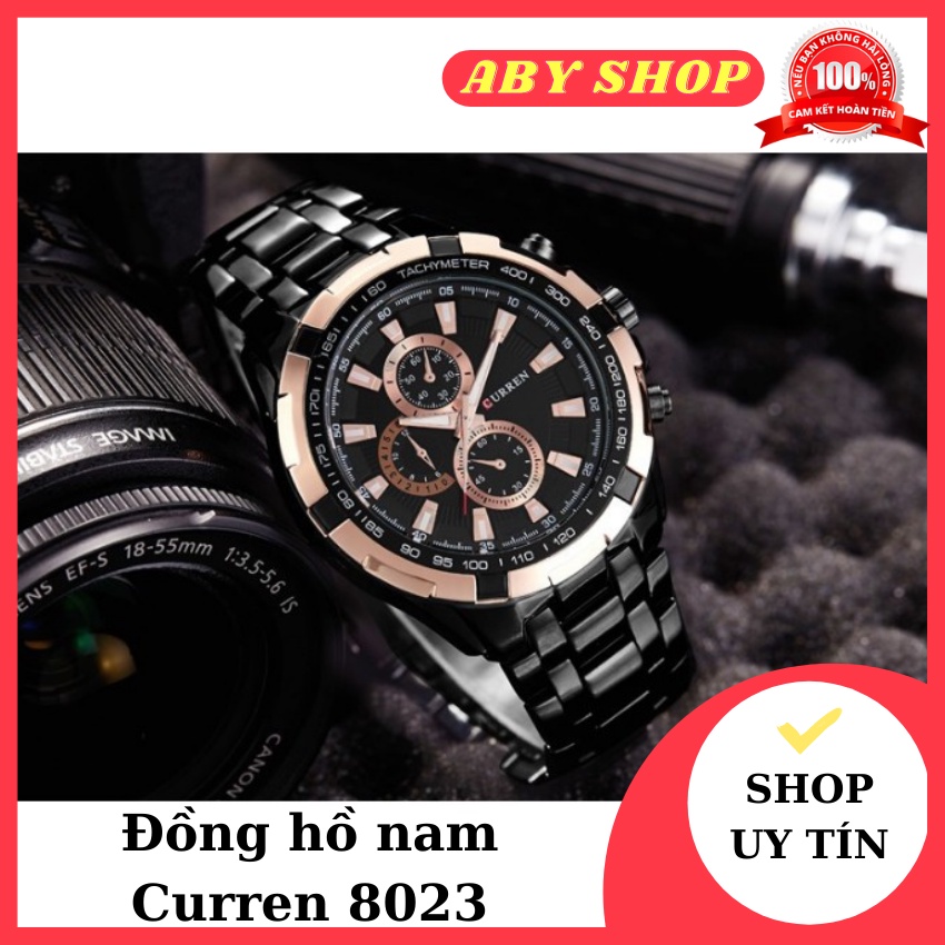 Đồng hồ nam Curren 8023 ⚡ HÀNG LOẠI 1 ⚡ đồng hồ mặt đen viền hồng thiết kế lịch lãm sang trọng