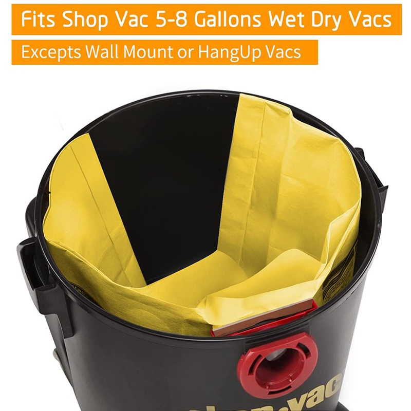 Bộ 5 Túi Lọc Cho Máy Hút Bụi 5-8 Gallon Shop Vac 90661 906-61 9066100 90671 9067100Etc, Etc, Etc, Etc,