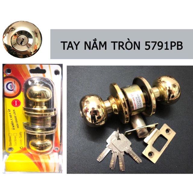 Khoá tay nắm tròn Lock màu vàng kim 5791PB