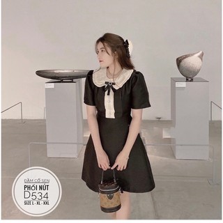 Bigsize Đầm cổ sen phối nút D534