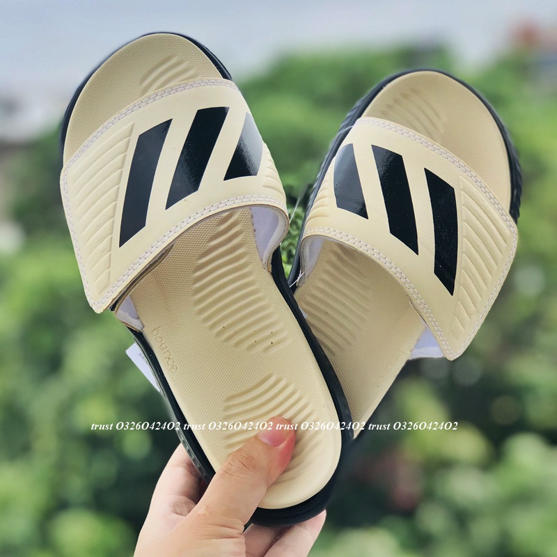 Dép Alphabounce adidas ❤️FREESHIP + FullBox❤️ quai ngang nam 3 sọc màu vàng sọc đen chất xịn 1-1, đế dày nhẹ quai da