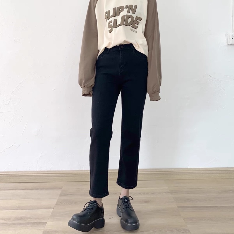 Quần jen ống đứng may gấu  dài 90-95cm