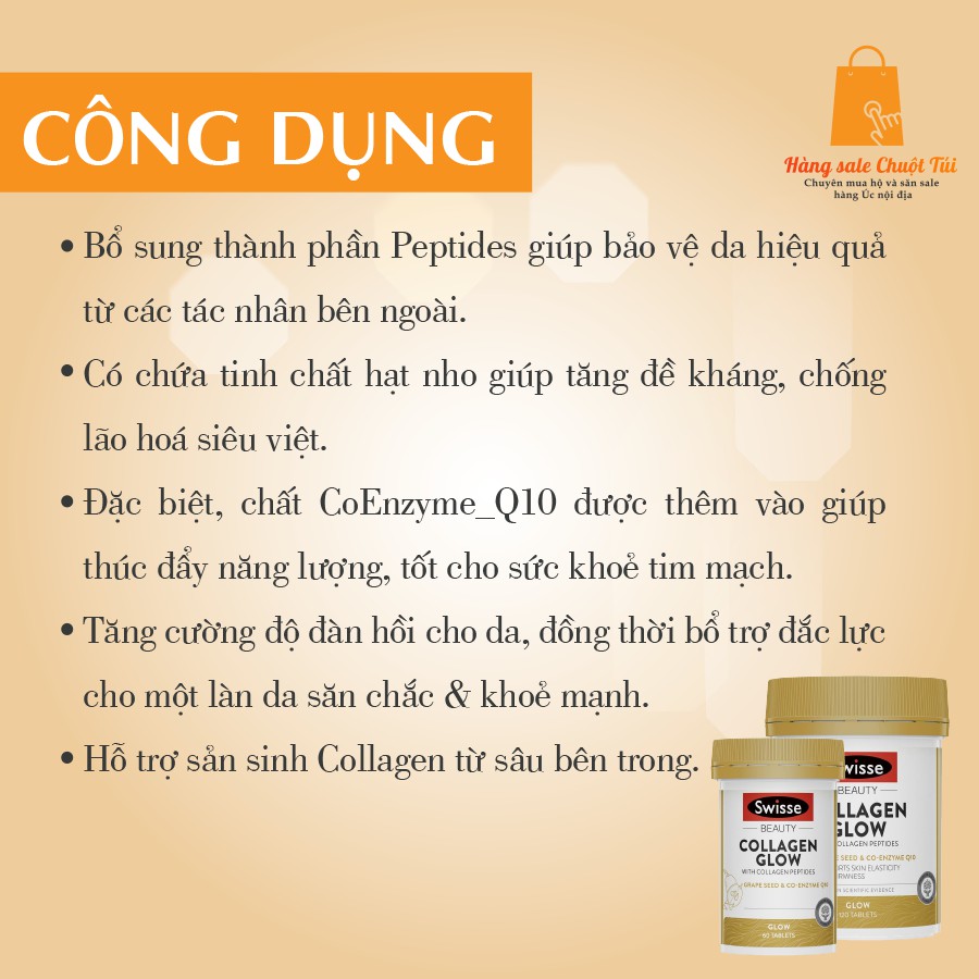 [Hàng Úc, đủ bill] Collagen dạng viên & bột Swisse Beauty Collagen Glow With Collagen Peptides | BigBuy360 - bigbuy360.vn