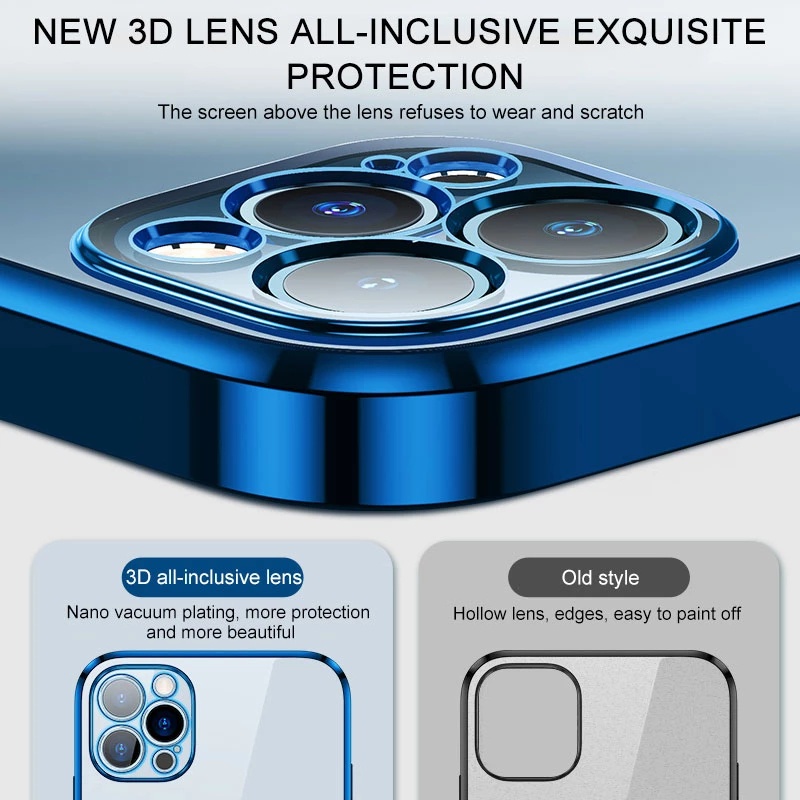 [ỐP LƯNG BẢO VỆ CAMERA] Ốp Lưng Điện Thoại Mềm Trong Suốt Mạ Sang Trọng Cho iPhone 14 pro max 13 12 Pro max