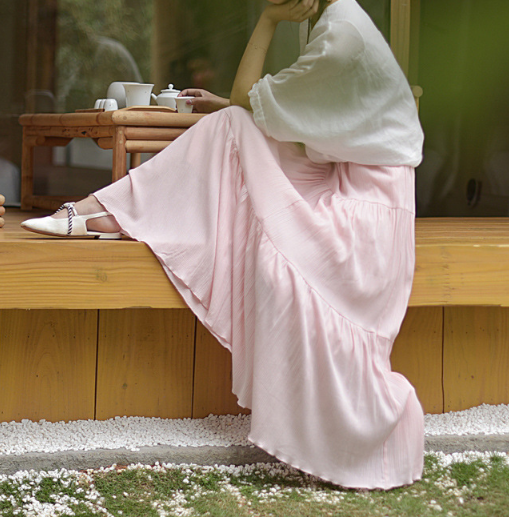 Chân Váy Cotton Lanh Dài Họa Tiết Hoa Nữ Tính | BigBuy360 - bigbuy360.vn