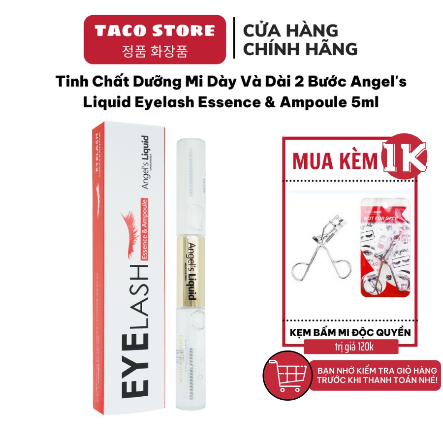 Tinh Chất Dưỡng Mi Dày Và Dài 2 Bước Angel's Liquid Eyelash Essence &amp; Ampoule 5ml