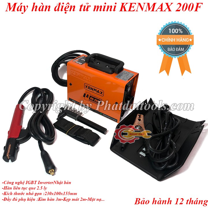 Máy hàn điện tử mini KENMAX ARC-200F-Máy hàn que gia đình-Công nghệ IGBT Nhật Bản-Bảo hành 12 tháng-Đầy đủ phụ kiện