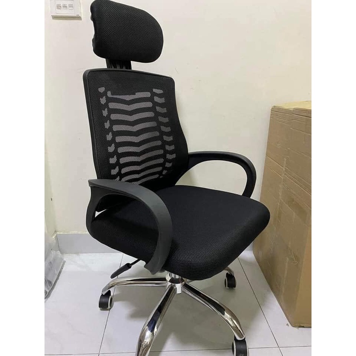 Ghế văn phòng làm việc,học tập tựa đầu, chân xoay, lưng lưới thoáng mát VP410
