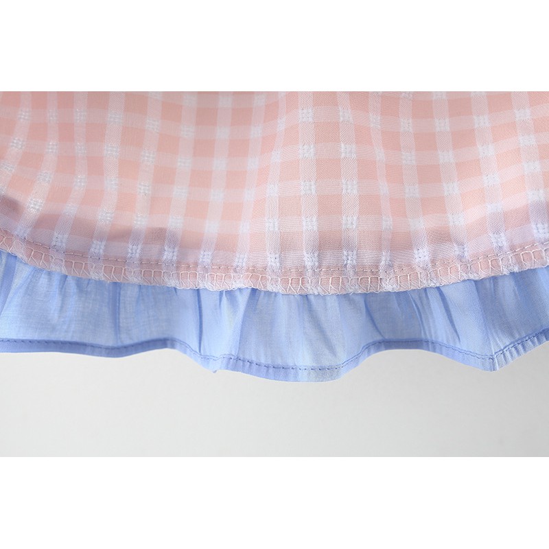 Váy Đầm Bé Gái Dáng Xòe Hình Thiên Nga Hồng Xanh, Cổ Bèo, Anna Store