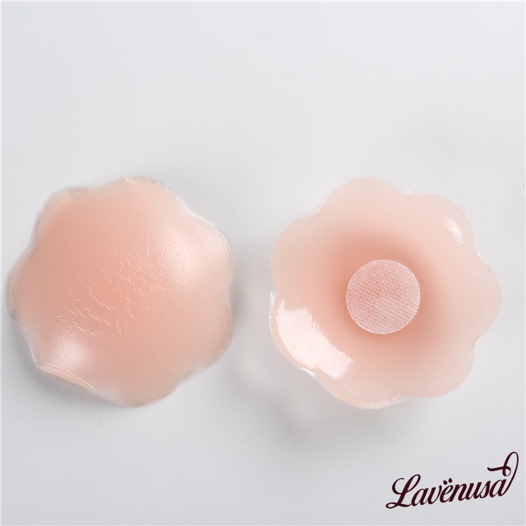 Miếng dán ngực silicon siêu dính an toàn hình tròn hoa túi 2 miếng LAVENUSA AL19