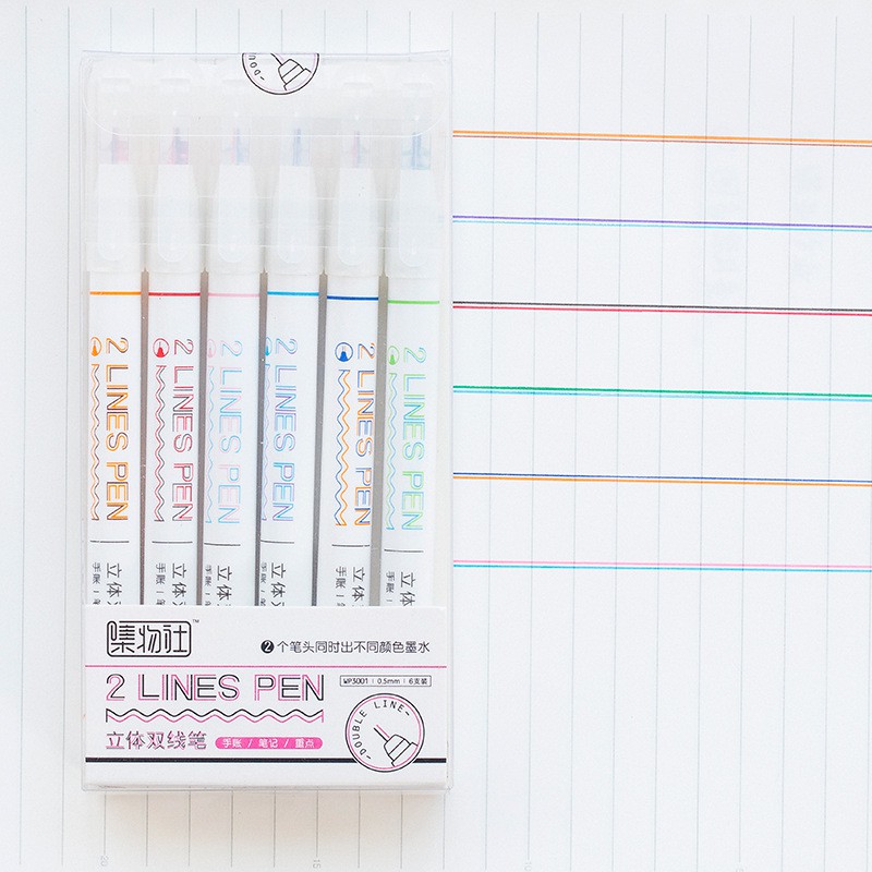 Lalunavn Bút mực hai ngòi double line 0.5mm, trang trí sổ tay nhiều màu sắc, bullet journal cho học sinh - A31