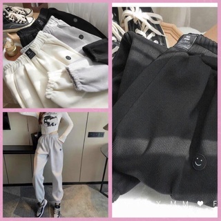 Quần Boom Tăm Mặt Cười Nữ [FREESHIP] 🌸 Jogger thun ống bo nỉ đẹp màu ĐEN | XÁM Ulzzang 🌸