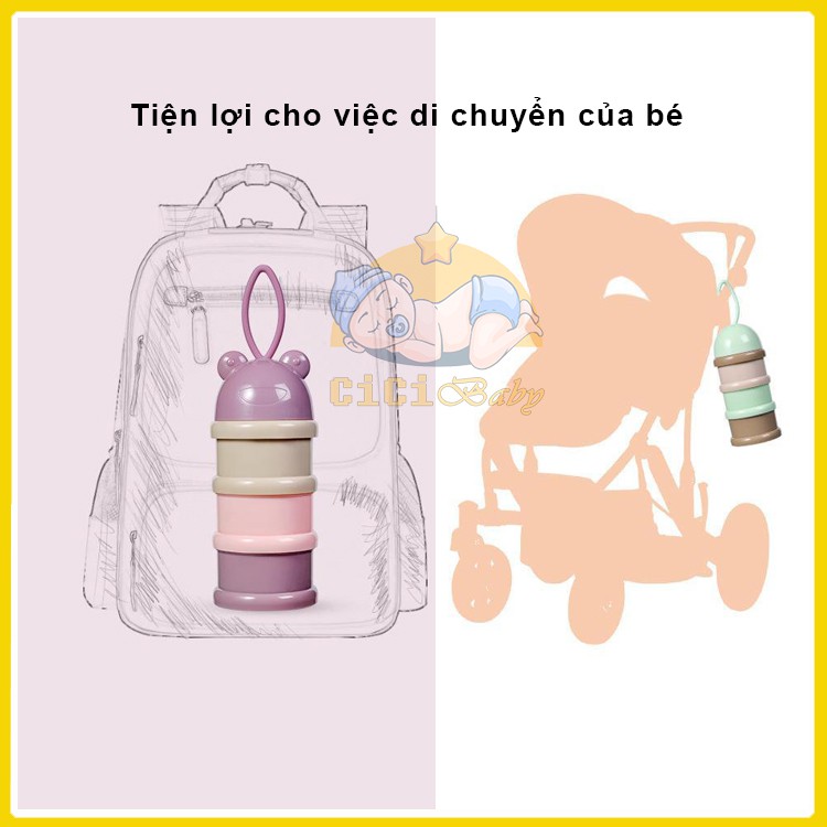 Hộp chia sữa 3 ngăn, hộp đựng sữa và đồ ăn khô cho bé