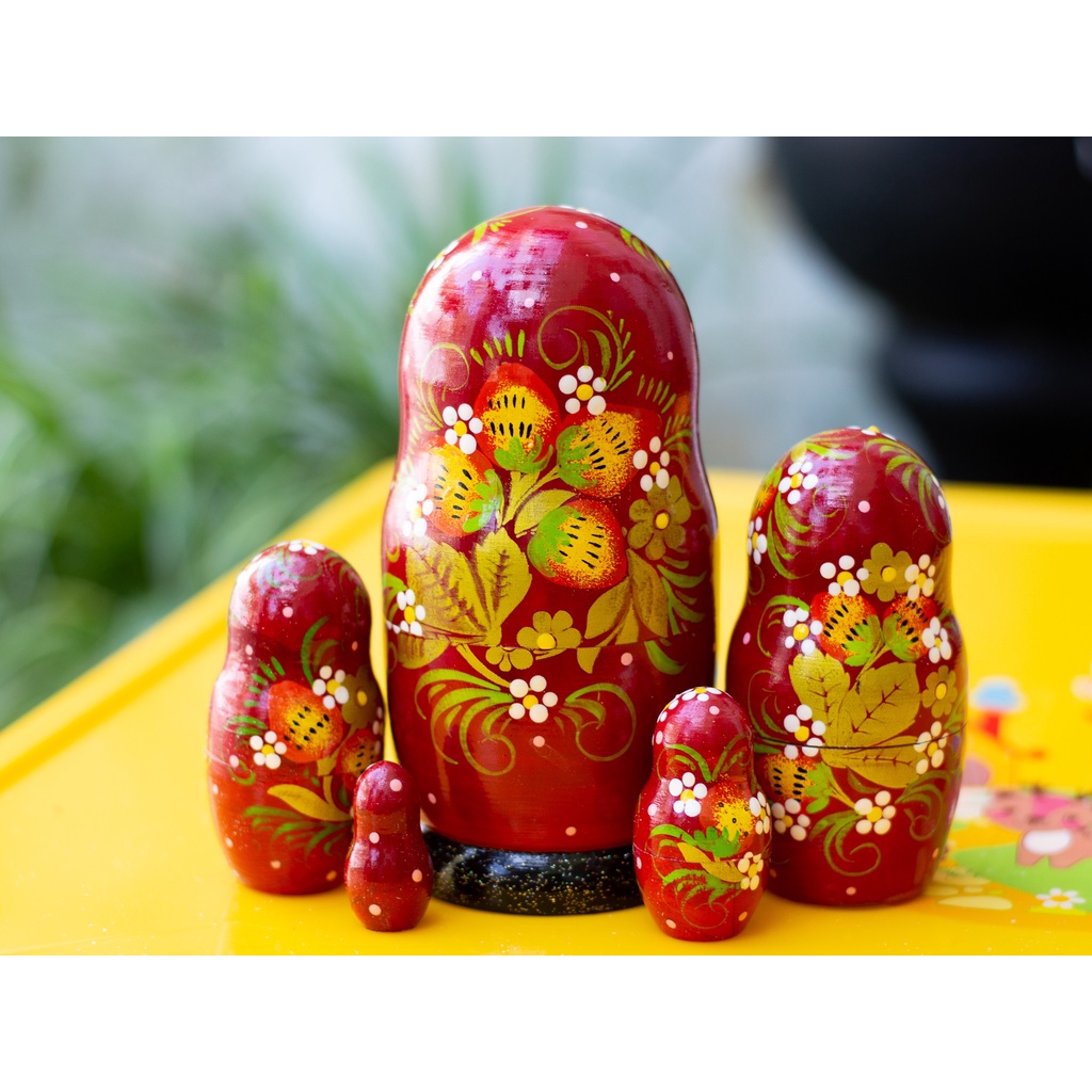 (CỰC CUTE) BỘ BÚP BÊ NGA MATRYOSHKA 5 LỚP 15CM DÂU TÂY QUÀ LƯU NIỆM NGA CỰC DỄ THƯƠNG GIÁ TỐT NHẤT