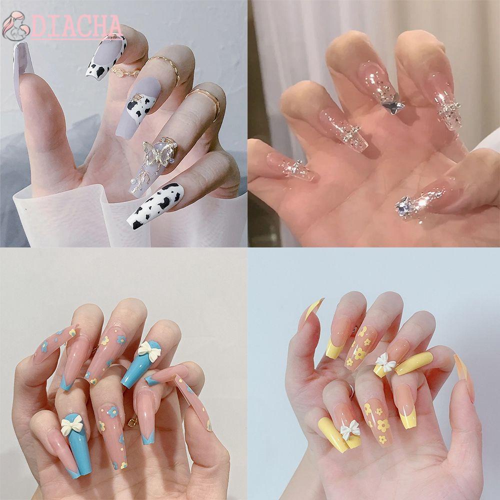 [Hàng mới về] Hộp 24 Móng Tay Giả Che Phủ Toàn Diện Có Thể Tháo Rời An Toàn Tiện Dụng