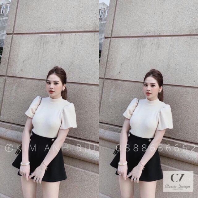 Áo len cộc tay phồng ảnh thật | BigBuy360 - bigbuy360.vn