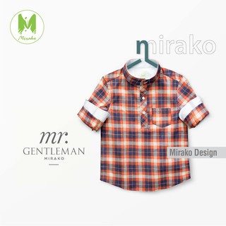 Áo sơ mi cổ trụ kẻ sọc cho bé trai