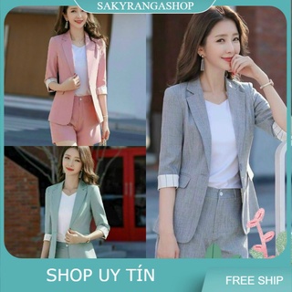 Hàng nhập - sét bộ vest tay phối sọc cao cấp