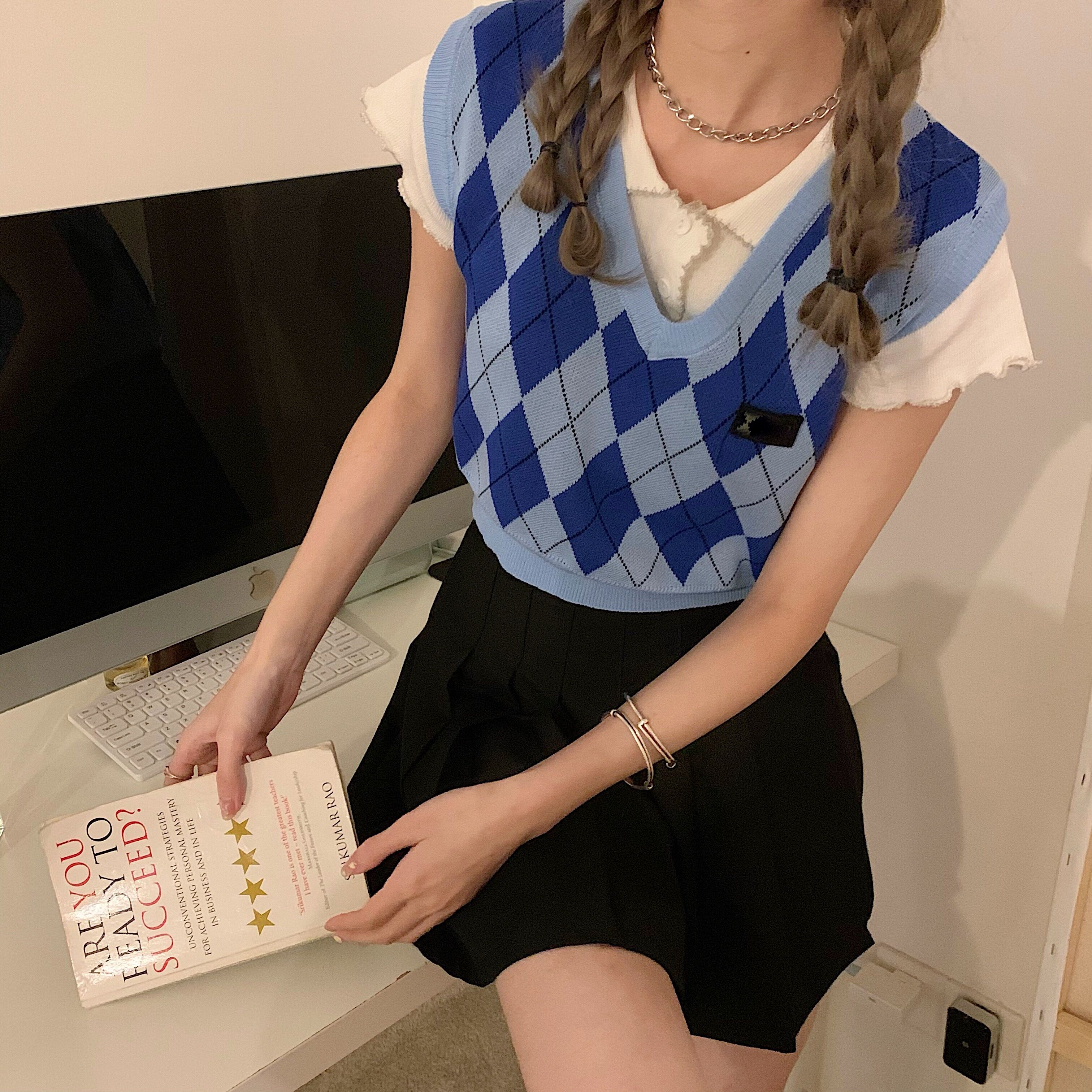 Áo Dệt Kim Không Tay Cổ Chữ V Thời Trang Hàn Quốc Cho Nữ | BigBuy360 - bigbuy360.vn