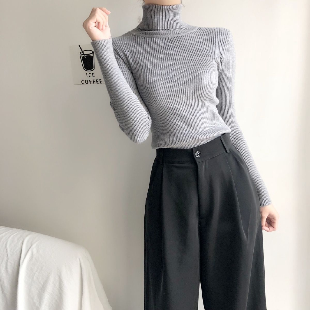 Áo Sweater Dệt Kim Cổ Lọ Tay Dài Màu Trơn Thời Trang 28587 | BigBuy360 - bigbuy360.vn