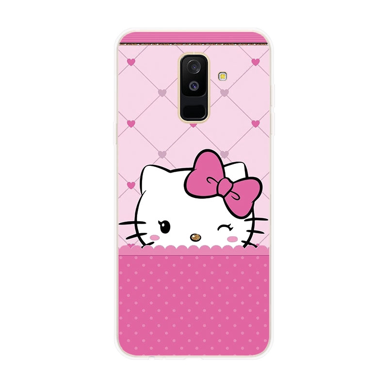 Ốp lưng TPU mềm Samsung Galaxy A6 A6+ Plus A7 A8 A8+ Plus A9 2018 Hello Kitty hoa văn