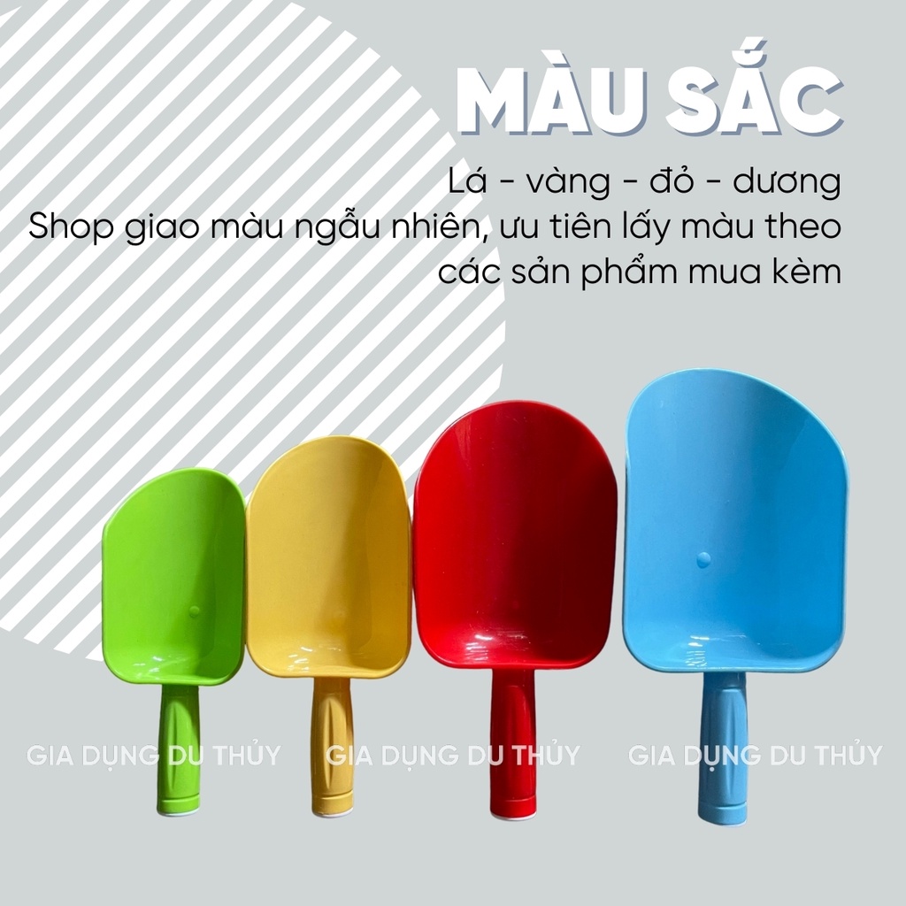 Đồ xúc đá, xúc gạo bằng nhựa kích thước nhỏ, trung, lớn, đại cán cầm liền thương hiệu Châu Hưng không mùi nhiều màu sắc