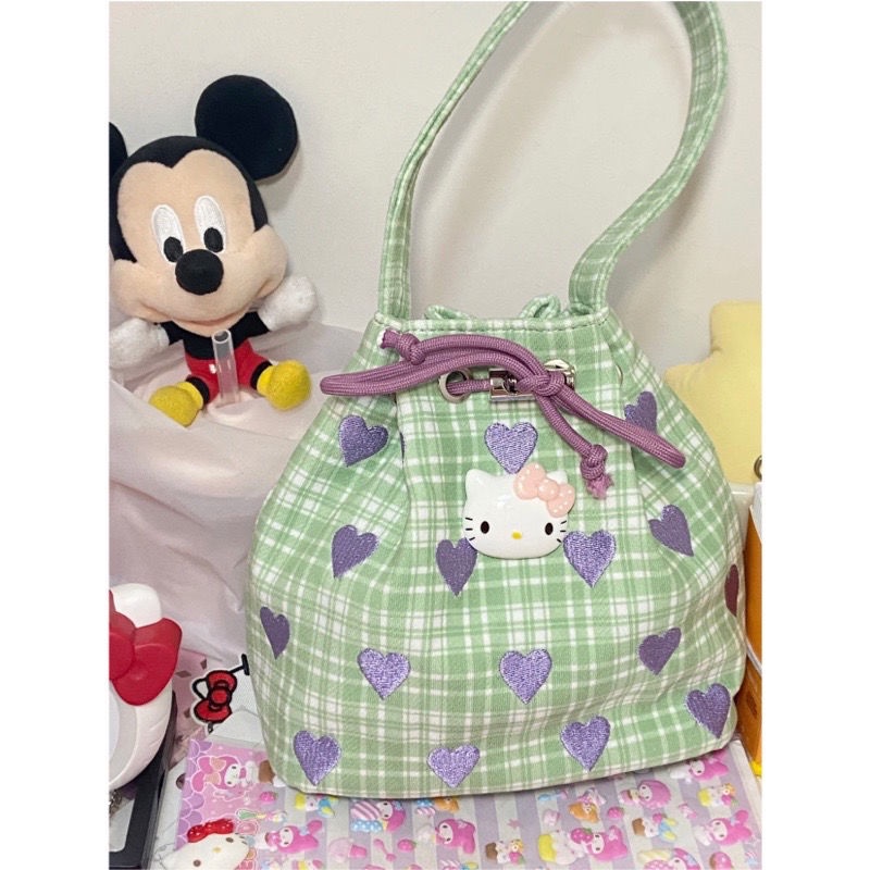 Hellokitty Túi Xách Bucket Đeo Vai / Kẹp Nách Màu Hồng Họa Tiết Hello Kitty Thời Trang Mùa Hè 2022