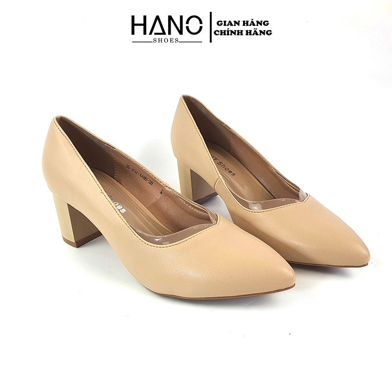 Giày Cao Gót Công sở 5cm, 5p Đế vuông Mũi nhọn gót chống Xước Da mềm Chuẩn đẹp VNXK - HANO 1868