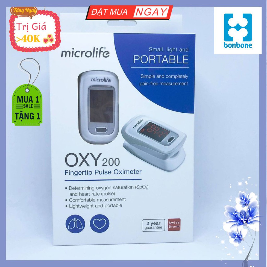 Máy đo nồng độ OXY và nhịp tim trong máu Microlife SPO2 OXY200 - Bảo hành 24 tháng