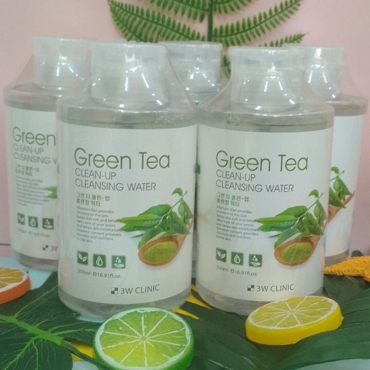 NƯỚC TẨY TRANG TINH CHẤT TRÀ XANH 3W CLINIC GREEN TEA CLEAN-UP CLEANSING WATER 500ML CHÍNH HÃNG - 8363