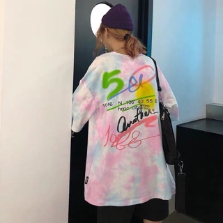 Áo phông tay lỡ loang màu 50