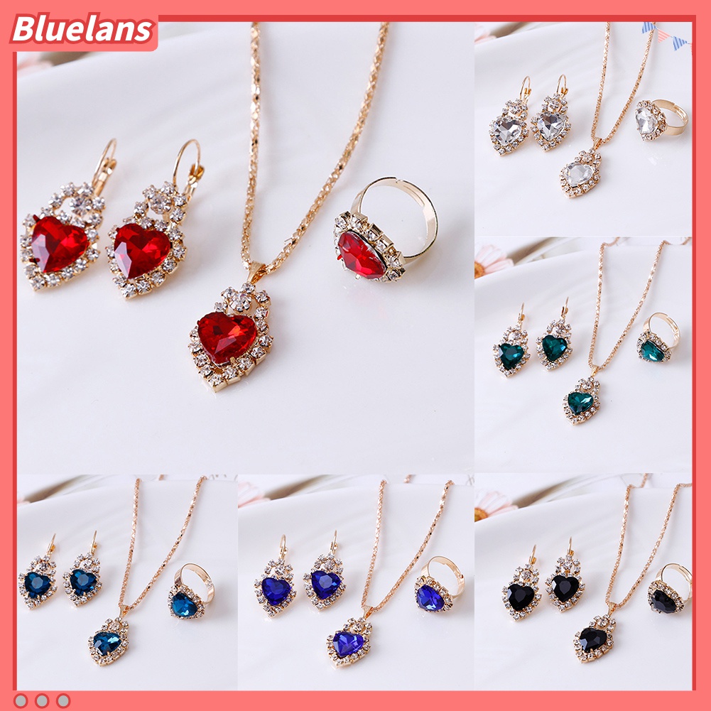 Bộ trang sức đính đá hình trái tim xinh xắn dành cho nữ