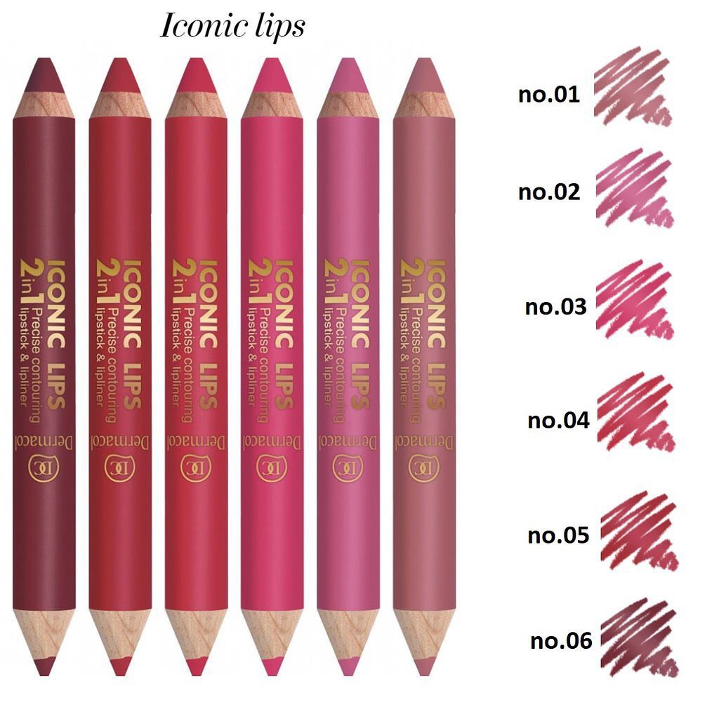 Son môi &amp; Kẻ viền môi Dermacol 2 in 1 Iconic Lips 13g