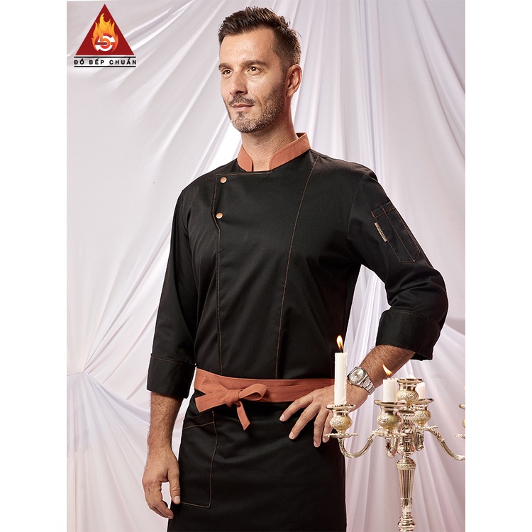 Áo  Bếp Nam Nữ Cúc Rời, Áo Đầu Bếp TD012,  Đồng Phục Bếp Dài Tay Mẫu Tiêu Chuẩn Khách Sạn