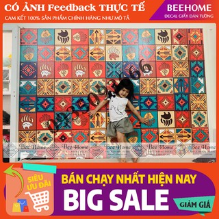 Set 30 ô 20x20cm, Decal gạch bông dán tường mẫu D84