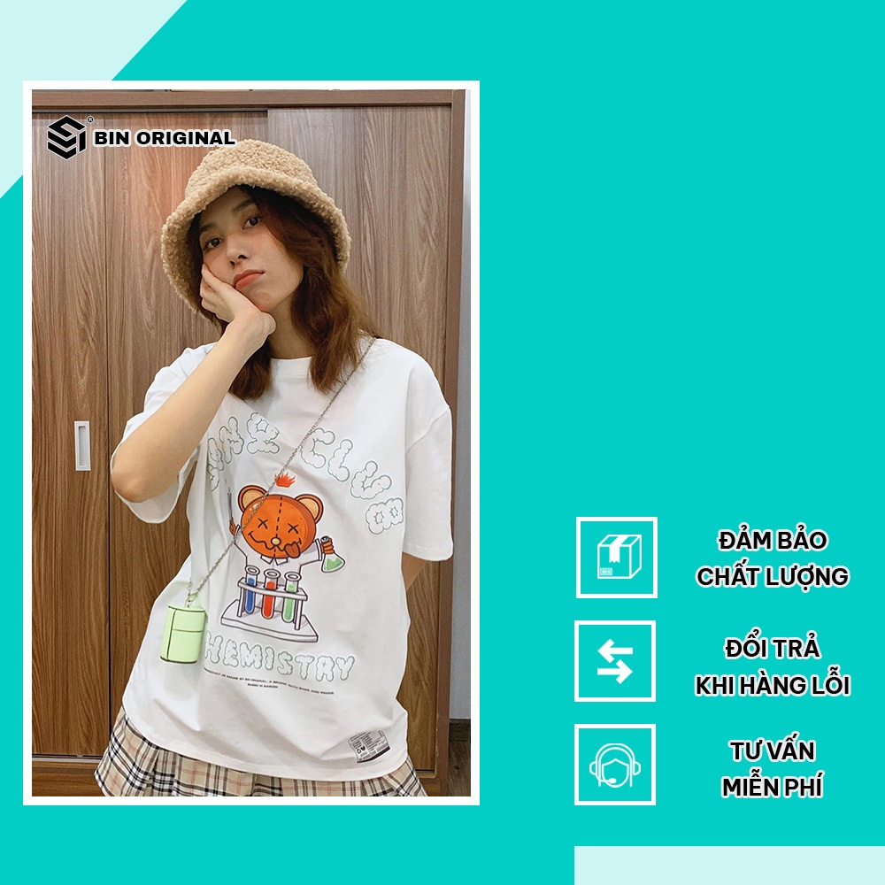 Áo Thun Phông Rộng Nam Nữ Local Brand Trắng CHEMESTRY BIN ORIGINAL Chất Liệu Cotton Lạnh 4 Chiều Nhập Khẩu